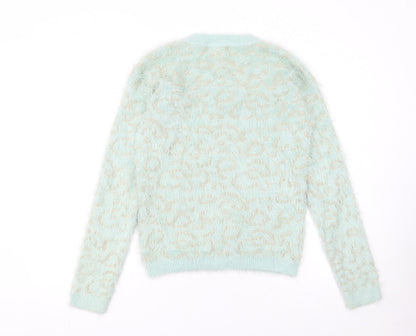 Womens UK Size S Papaya Blue Pullover Jumper
