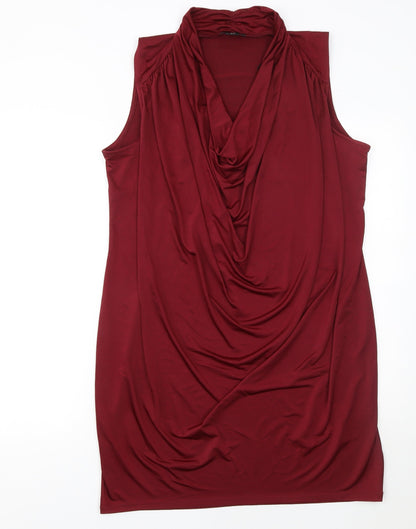 H&M Womens Red Cowl Neck Sleeveless Sheath Dress Size 14