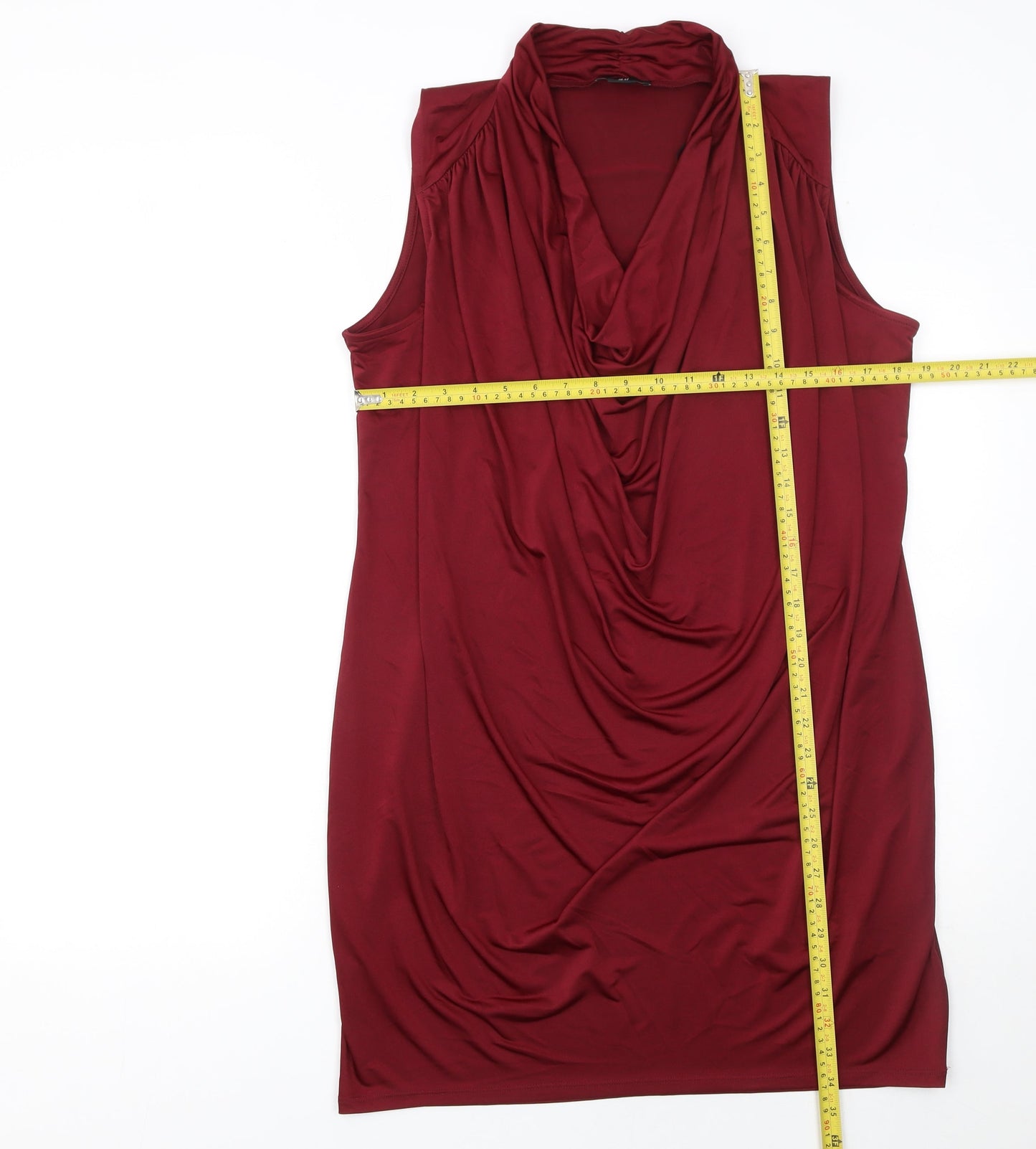 H&M Womens Red Cowl Neck Sleeveless Sheath Dress Size 14