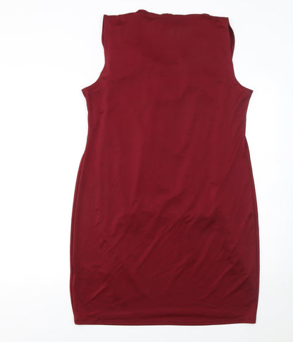 H&M Womens Red Cowl Neck Sleeveless Sheath Dress Size 14