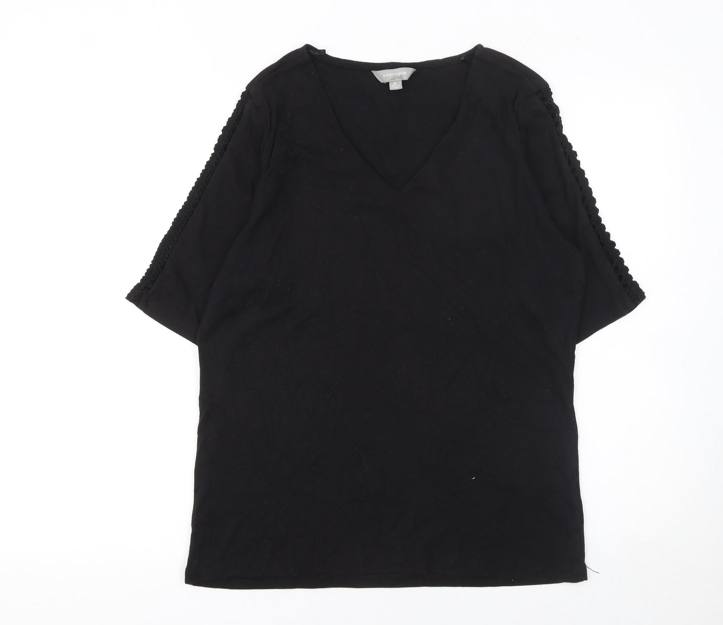 Womens UK Size XL Suzanne Grae Black Basic T-Shirt