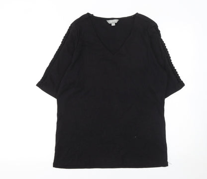 Womens UK Size XL Suzanne Grae Black Basic T-Shirt