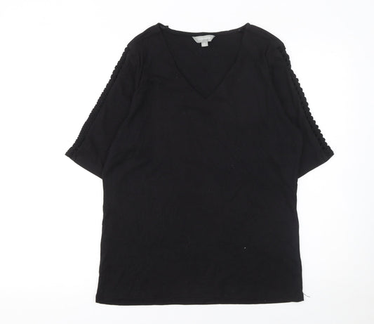 Womens UK Size XL Suzanne Grae Black Basic T-Shirt