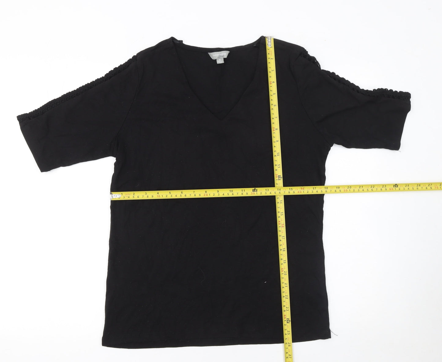 Womens UK Size XL Suzanne Grae Black Basic T-Shirt
