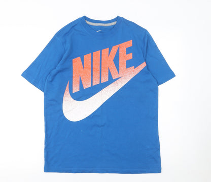 Boys UK Size 12-13 Years Nike Blue Basic Jersey Pullover T-Shirt
