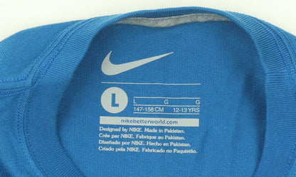 Boys UK Size 12-13 Years Nike Blue Basic Jersey Pullover T-Shirt