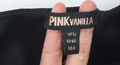 Womens UK Size 12 PINK VANILLA Black Camisole Tank