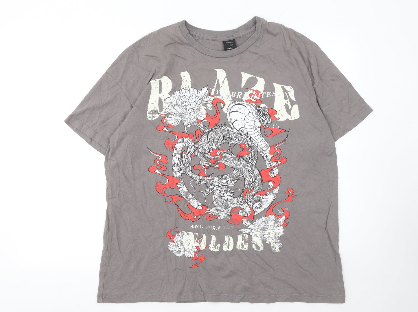 Mens UK Size S Bershka Grey  T-Shirt