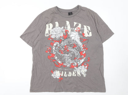 Mens UK Size S Bershka Grey  T-Shirt