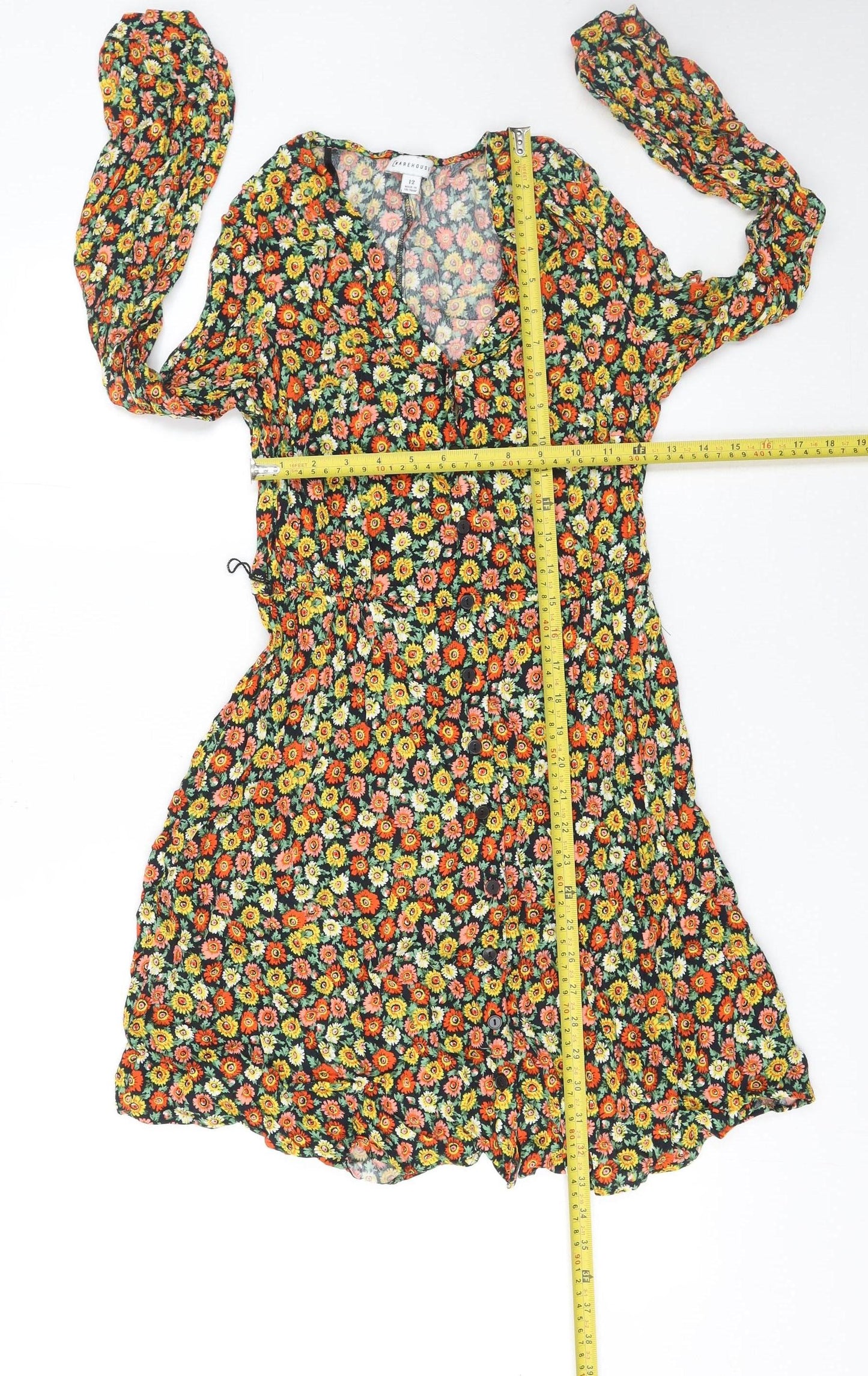 Womens UK Size 12 Warehouse Fit & Flare Dress