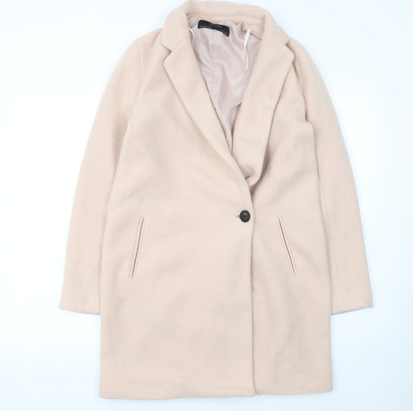 Womens UK Size XS Zara Basic Beige Overcoat
