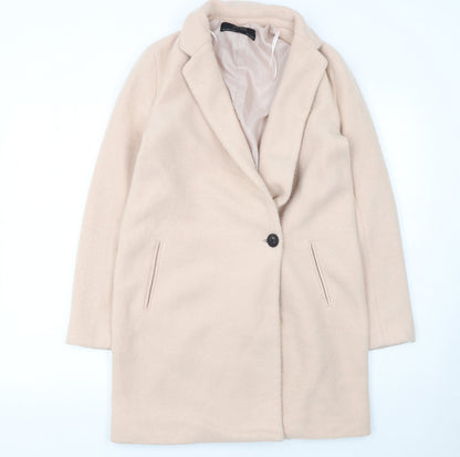 Womens UK Size XS Zara Basic Beige Overcoat