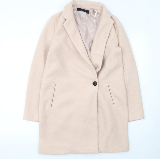 Womens UK Size XS Zara Basic Beige Overcoat