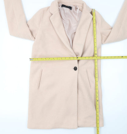 Womens UK Size XS Zara Basic Beige Overcoat