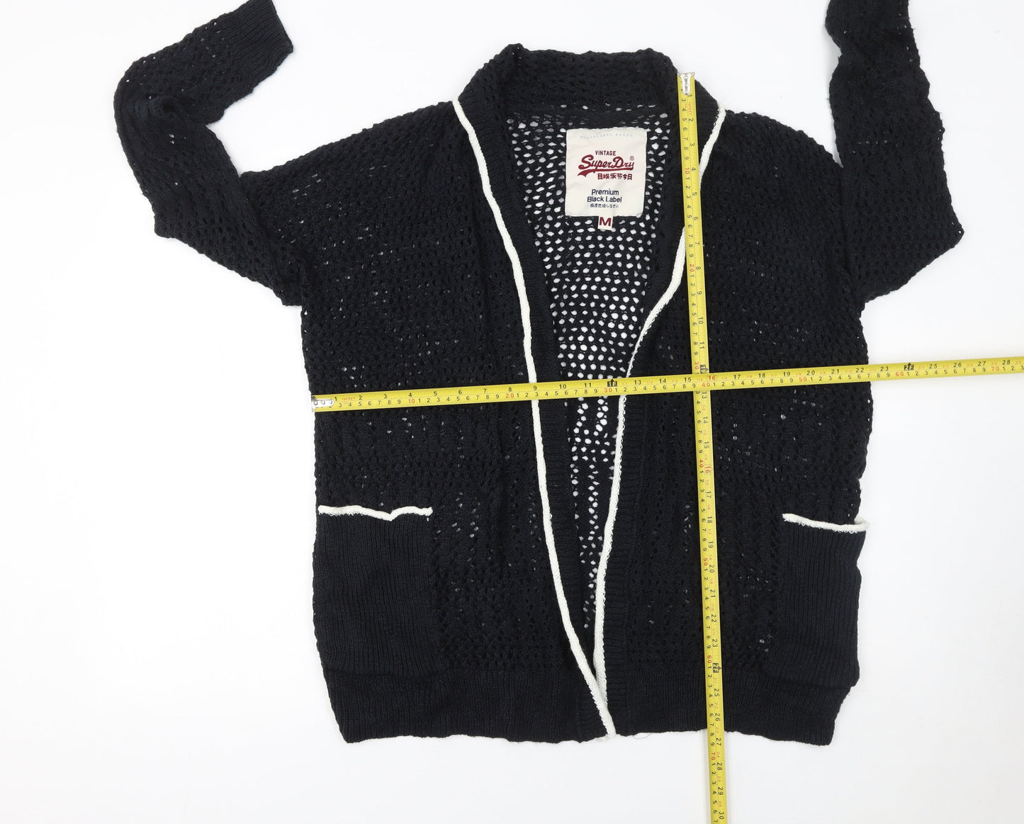 Womens UK Size M Superdry Black Cardigan Jumper