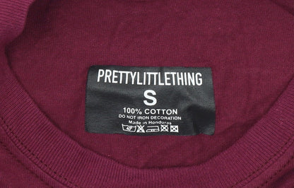 Womens UK Size S PRETTYLITTLETHING Red Basic T-Shirt