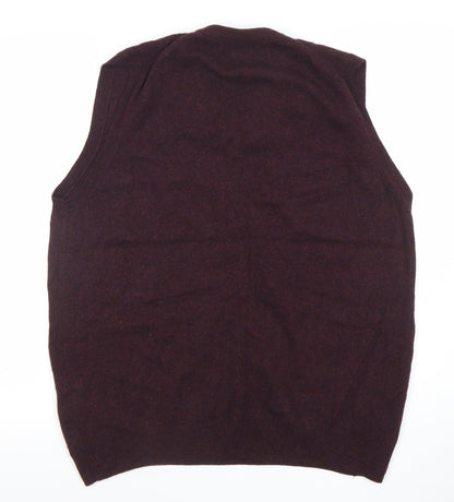 Marks and Spencer Men’s Brown Lambswool V-Neck Sleeveless Jumper Vest L