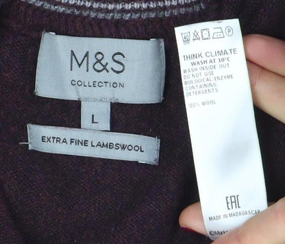 Marks and Spencer Men’s Brown Lambswool V-Neck Sleeveless Jumper Vest L