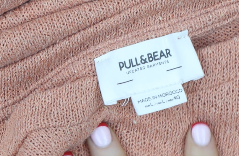 Womens UK Size L Pull & Bear Brown Basic T-Shirt