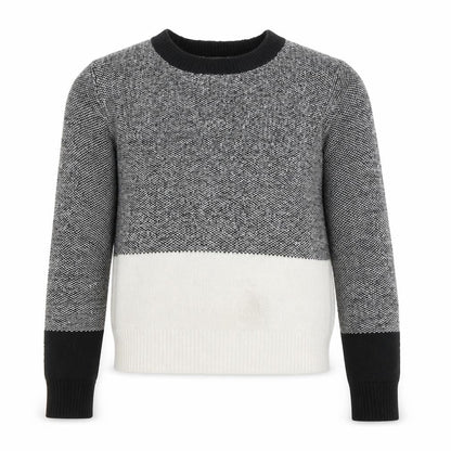 Front view of Oasis unisex grey colour block knit crew neck sweatshirt s