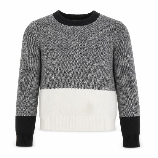 Front view of Oasis unisex grey colour block knit crew neck sweatshirt s