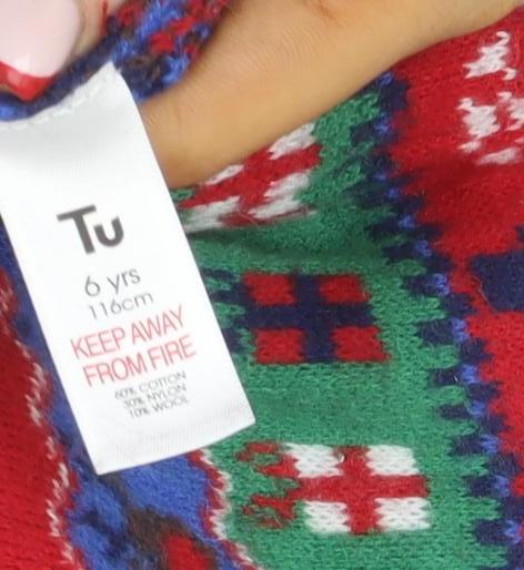 Boys UK Size 6 Years TU Multicoloured Pullover Jumper