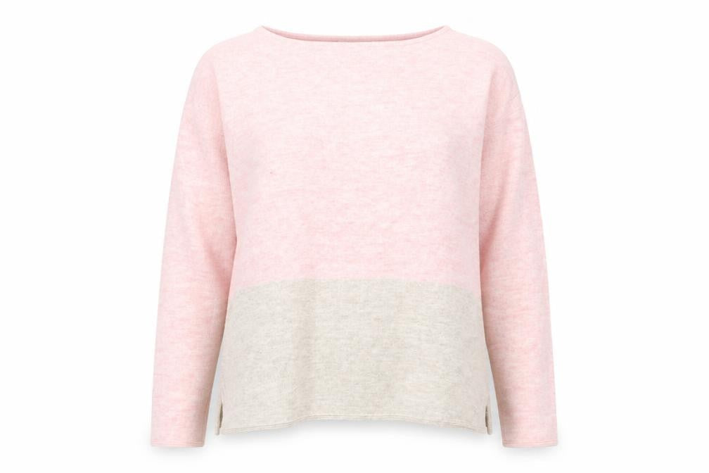 FatFace Women Pink Beige Colourblock Pullover Sweater UK 6