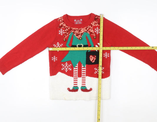 Girls UK Size 6 Years F&F Red Pullover Jumper