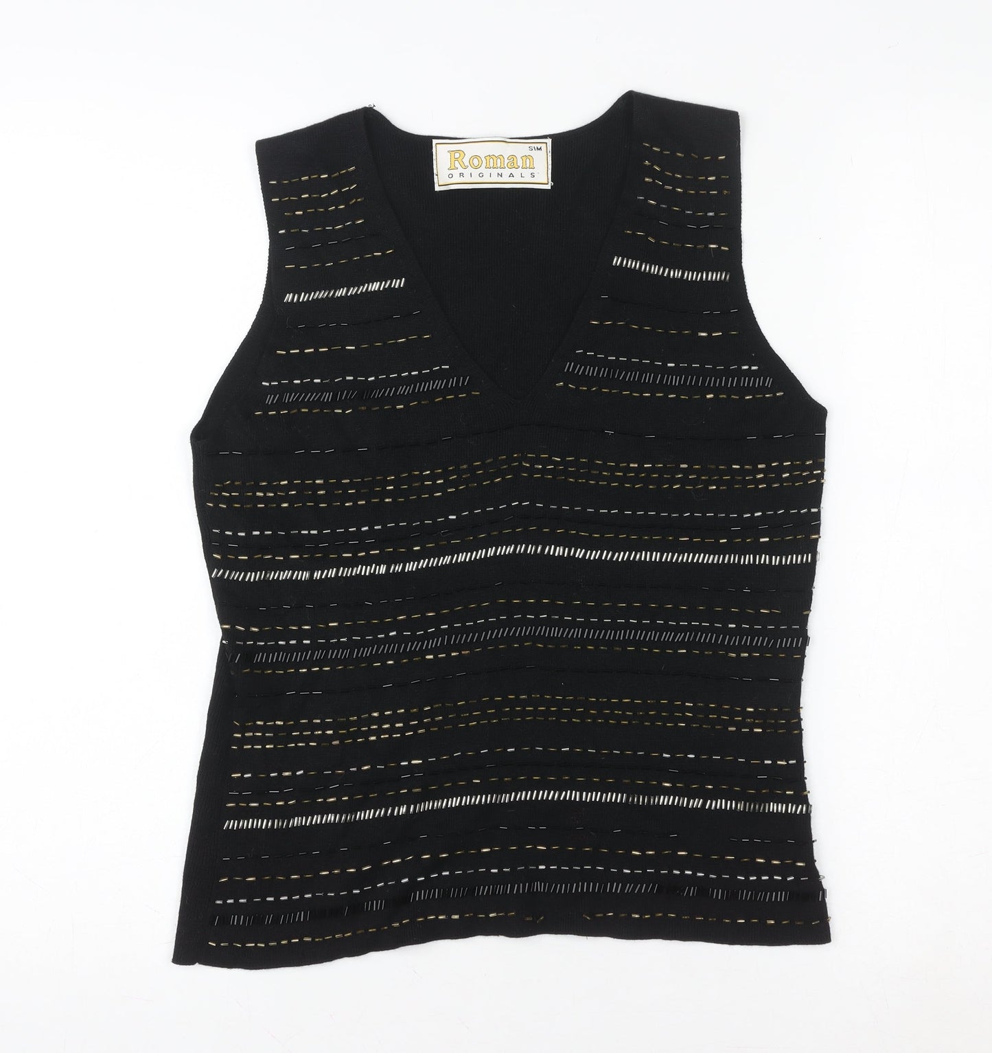 Womens UK Size S Roman Originals Black Basic Tank