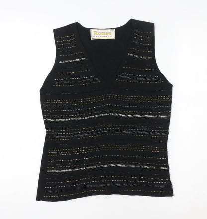 Womens UK Size S Roman Originals Black Basic Tank