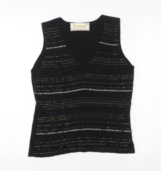 Womens UK Size S Roman Originals Black Basic Tank