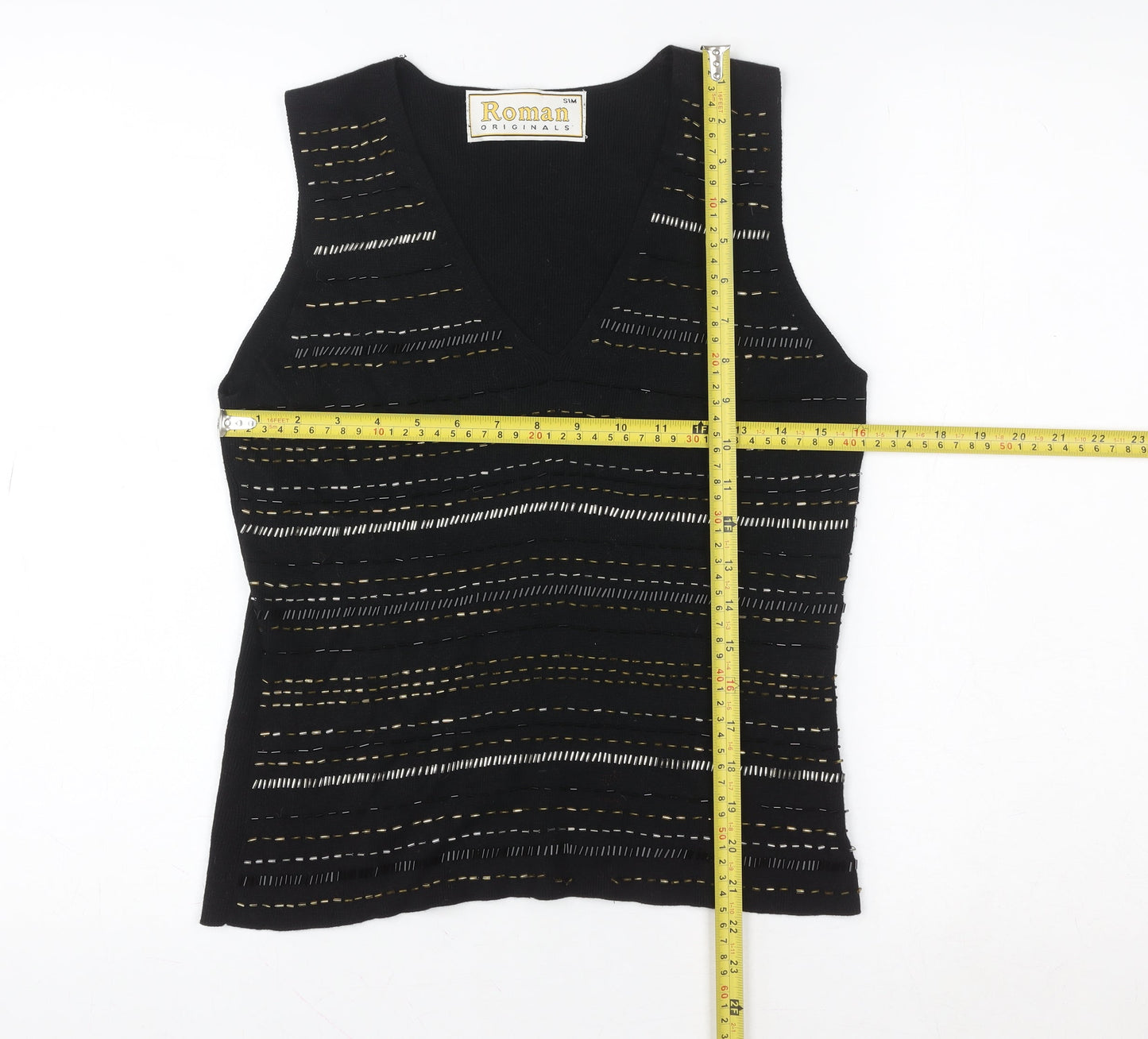 Womens UK Size S Roman Originals Black Basic Tank