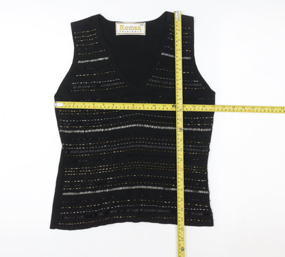 Womens UK Size S Roman Originals Black Basic Tank