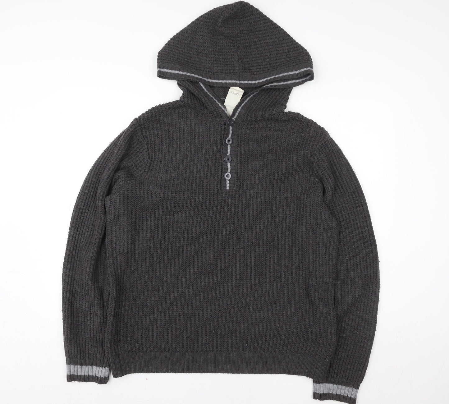 Womens UK Size L Topman Grey Henley Jumper