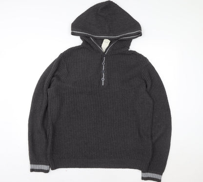 Womens UK Size L Topman Grey Henley Jumper
