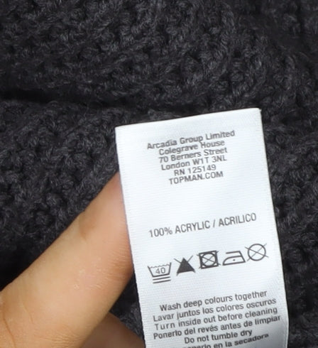 Womens UK Size L Topman Grey Henley Jumper