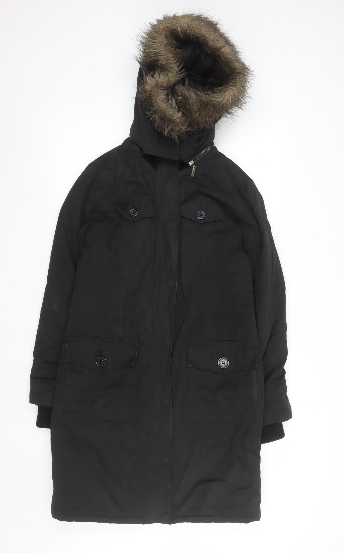 Unisex Adults UK Size 38 Warehouse Black Parka Coat