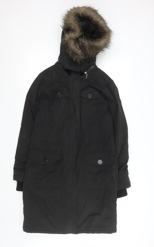 Unisex Adults UK Size 38 Warehouse Black Parka Coat