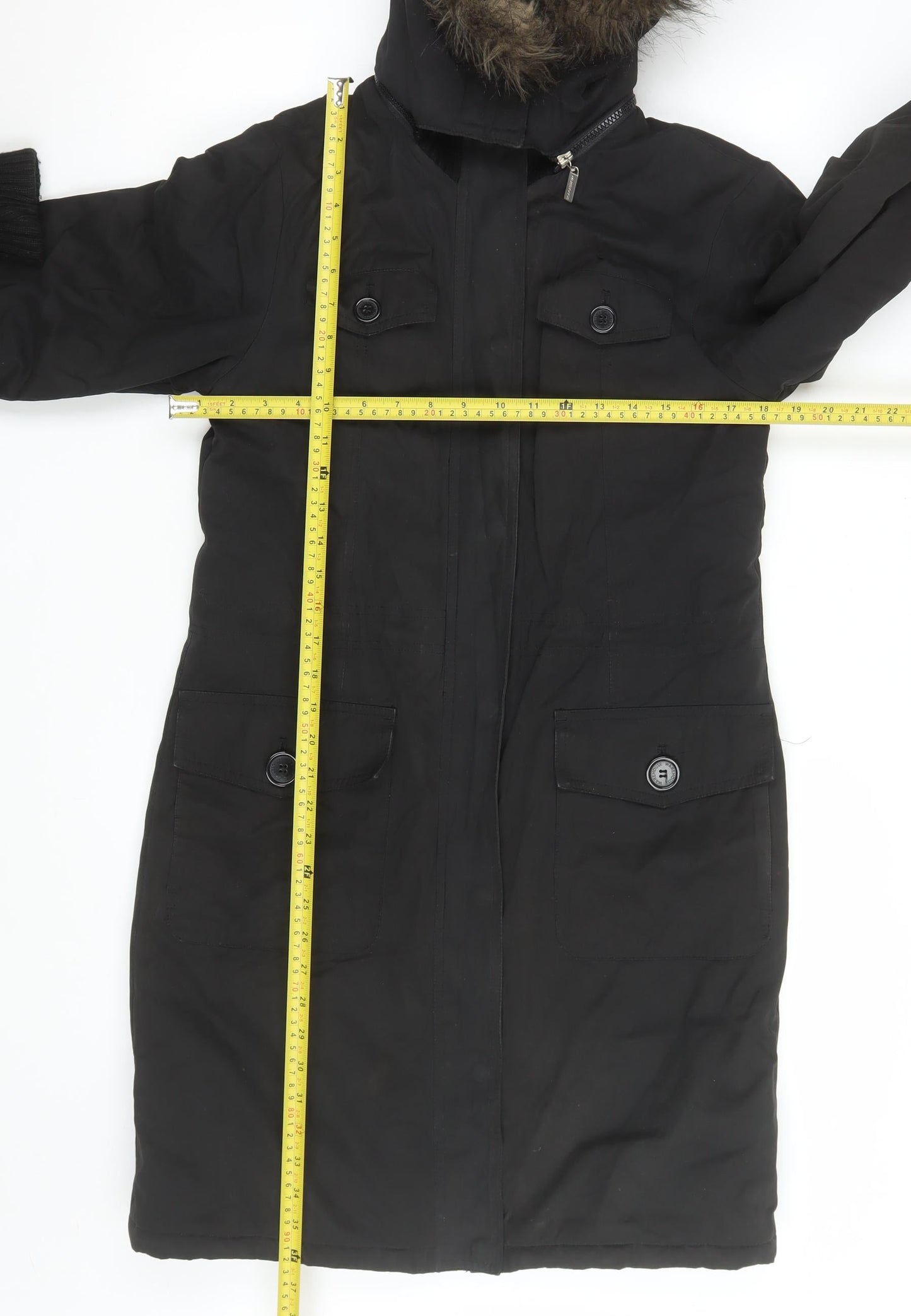Unisex Adults UK Size 38 Warehouse Black Parka Coat
