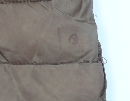 Duck and Cover Men's Brown L Puffer Jacket Nylon Stand Collar