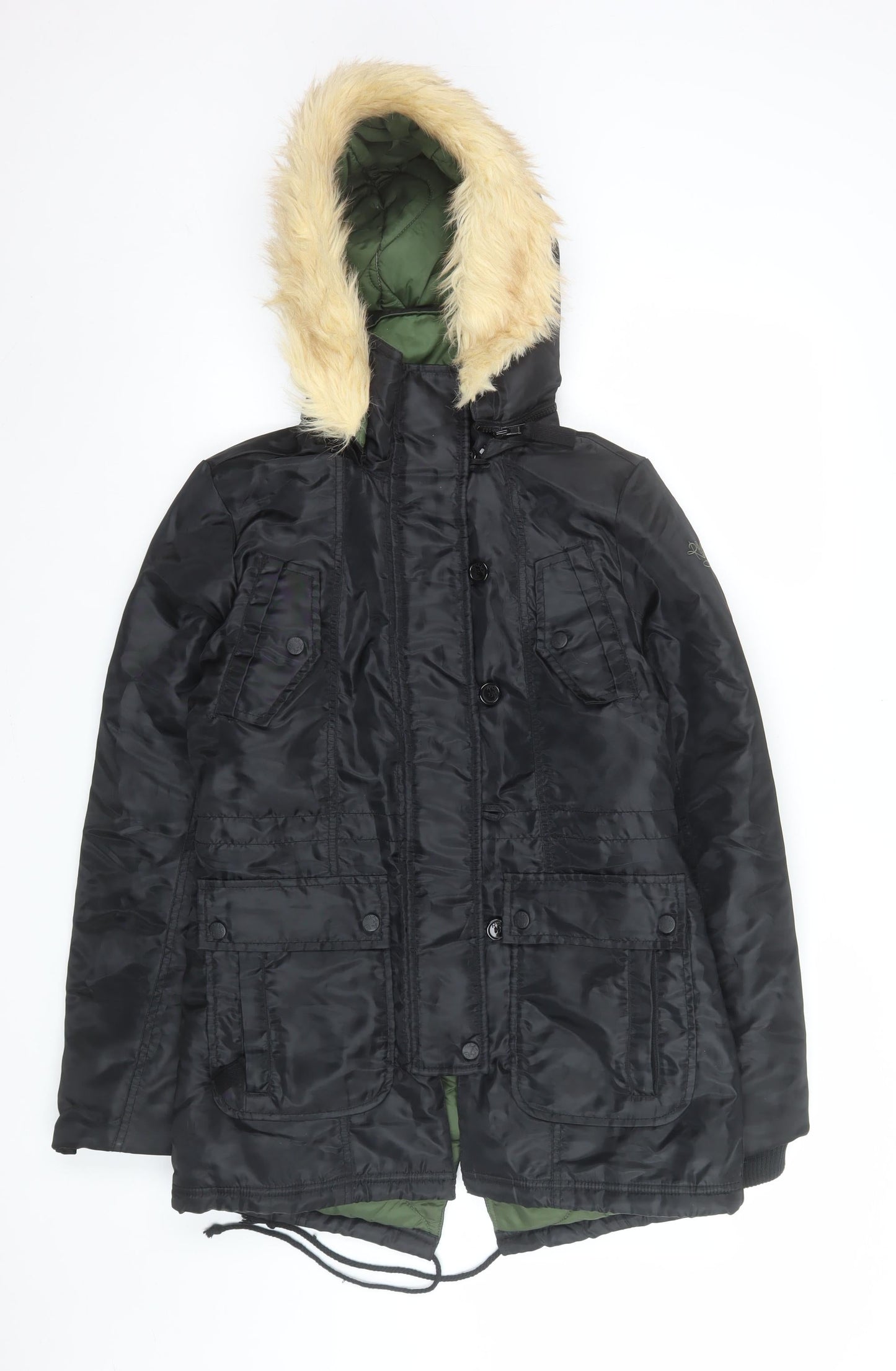Womens UK Size S ROXY Black Parka Coat