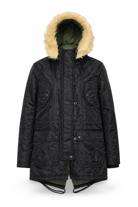 Womens UK Size S ROXY Black Parka Coat