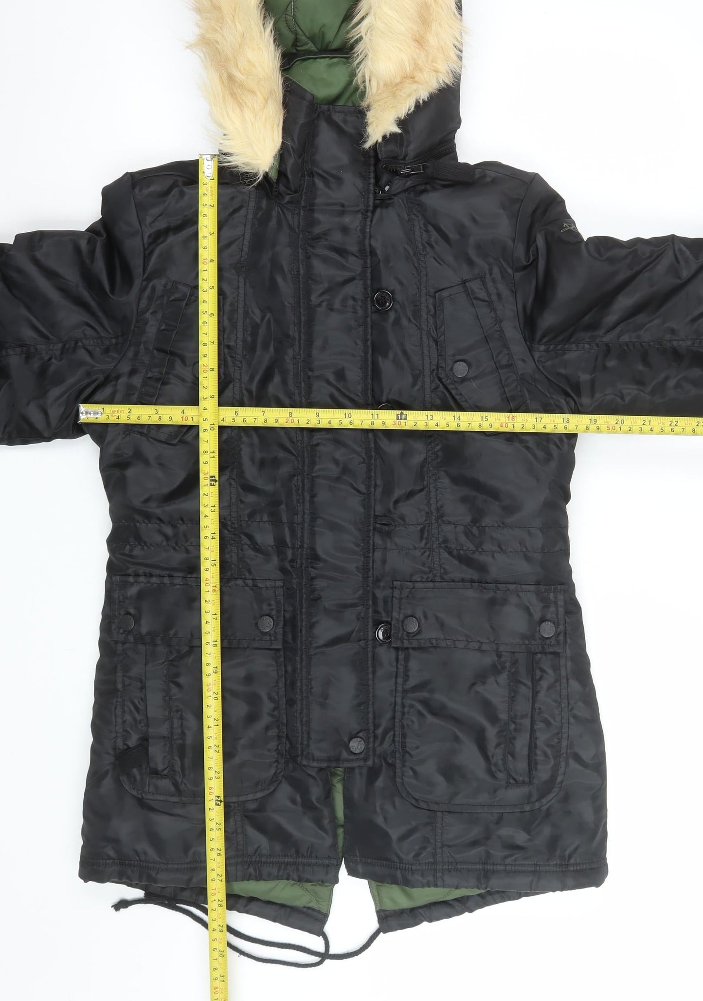 Womens UK Size S ROXY Black Parka Coat