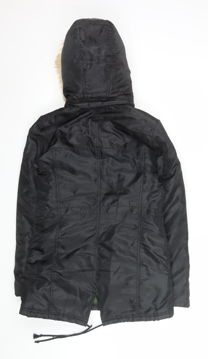 Womens UK Size S ROXY Black Parka Coat