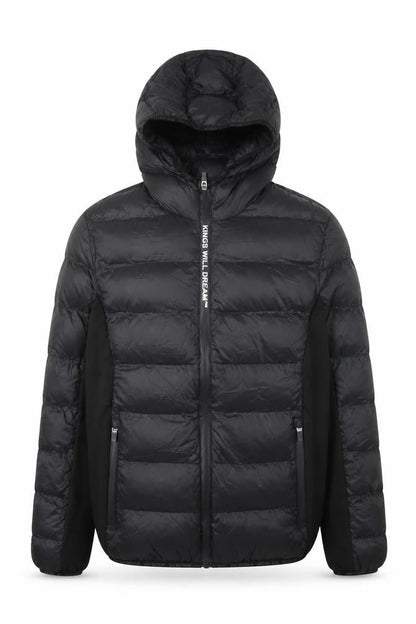 Front view of Kings Will Dream boys’ black xl hooded puffer jacket winter full zip