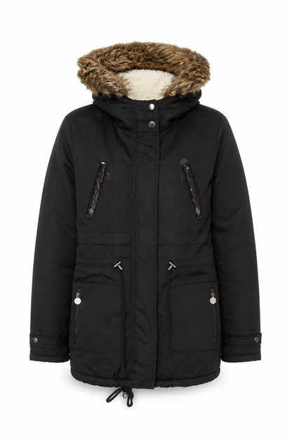 Womens UK Size S Z Design Black Parka Coat