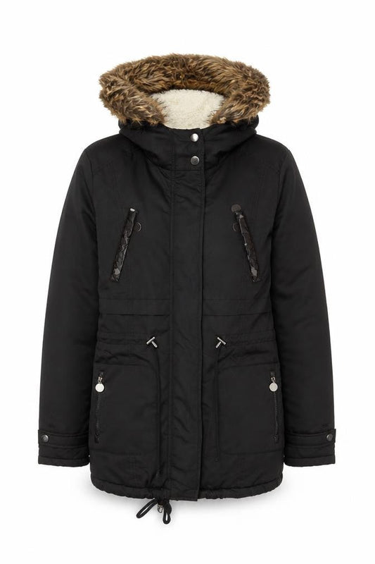 Womens UK Size S Z Design Black Parka Coat