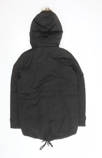 Womens UK Size S Z Design Black Parka Coat