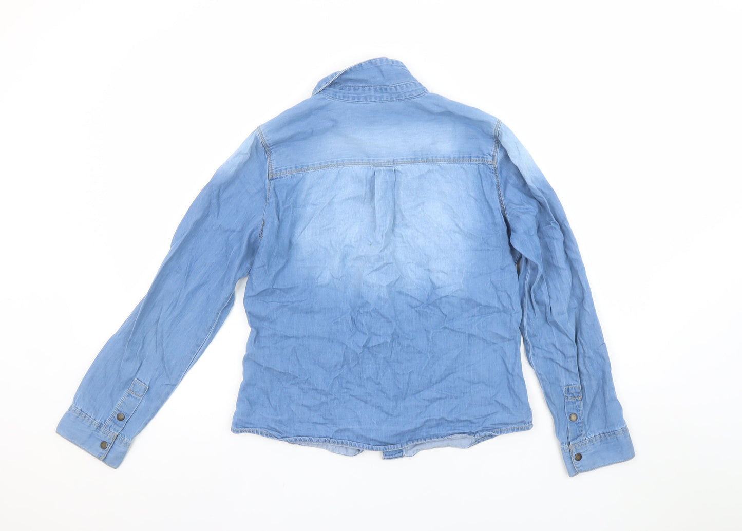 Womens UK Size 8 St Bernard Blue Basic Button-Up