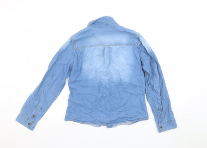 Womens UK Size 8 St Bernard Blue Basic Button-Up